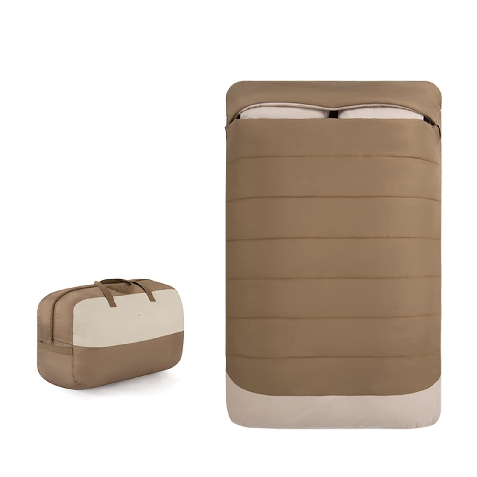 Double Cotton Sleeping Bag, Adult Outdoor Hood with Pillow Quilt