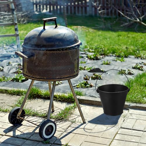 Happyyami Grill-Fetteimer Tropffetteimer Dose Schwarzer Ascheeimer Grilleimer Kamineimer Pellet-Kohleeimer Für Kamine Feuerstellen Öfen für Grill Smoker BBQ Zubehör
