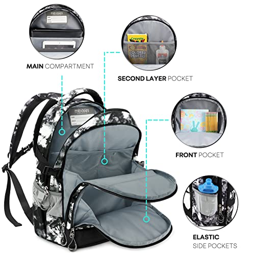 Mibasies Kids Backpack For Girls And Boys, Elementary Student Bookbag Middle School Bags(Marble Black) #TOP1