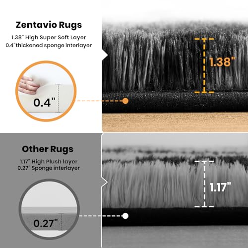 Zentavio Area Rugs for Living Room Large Rugs for Bedroom 5x8 Carpet Fluffy Fuzzy Soft Shag Aesthetic Plush High Pile Gray Throw Rug for Nursery Kids Room Dorm Waved Grey