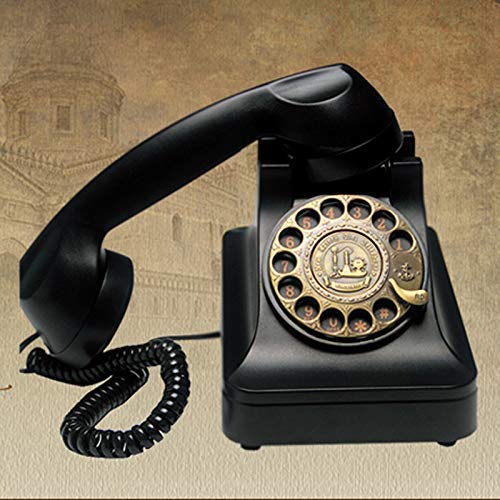 Telefon przewodowy stacjonarny retro Zabytkowy telefon Pokój gościnny domowy, czarny