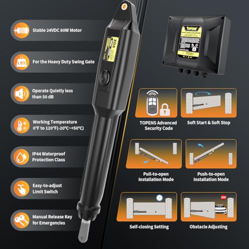 Image of TOPENS XD851S Smart Solar Single Swing Gate Opener Heavy Duty