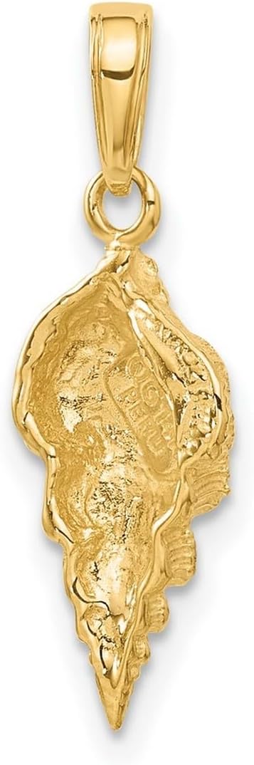 JewelryWeb 9mm 10k Solid Yellow Gold Conch Shell Pendant Necklace Pendant for Women - Image 4