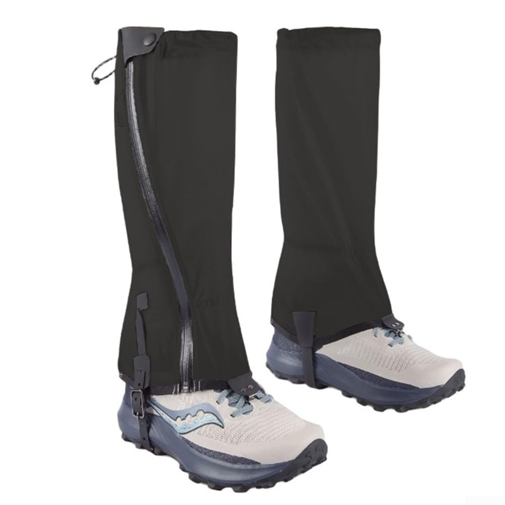Ghette lunghe da trekking realizzate in tessuto di nylon 20D che offrono una protezione superiore contro acqua, neve e terreni fangosi (nero)