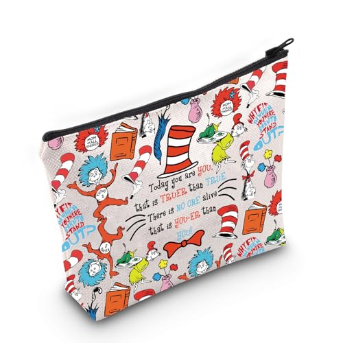 PLITI Dr Seuss Gift Cat in The Hat Gift Today You are You That is Truer Than True Seussical Musical Makeup Bag (truer Than True bagU)
