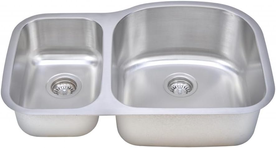 32-inch 18-gauge Undermount 30/70 Double Bowl Stainless Steel Kitchen Sink