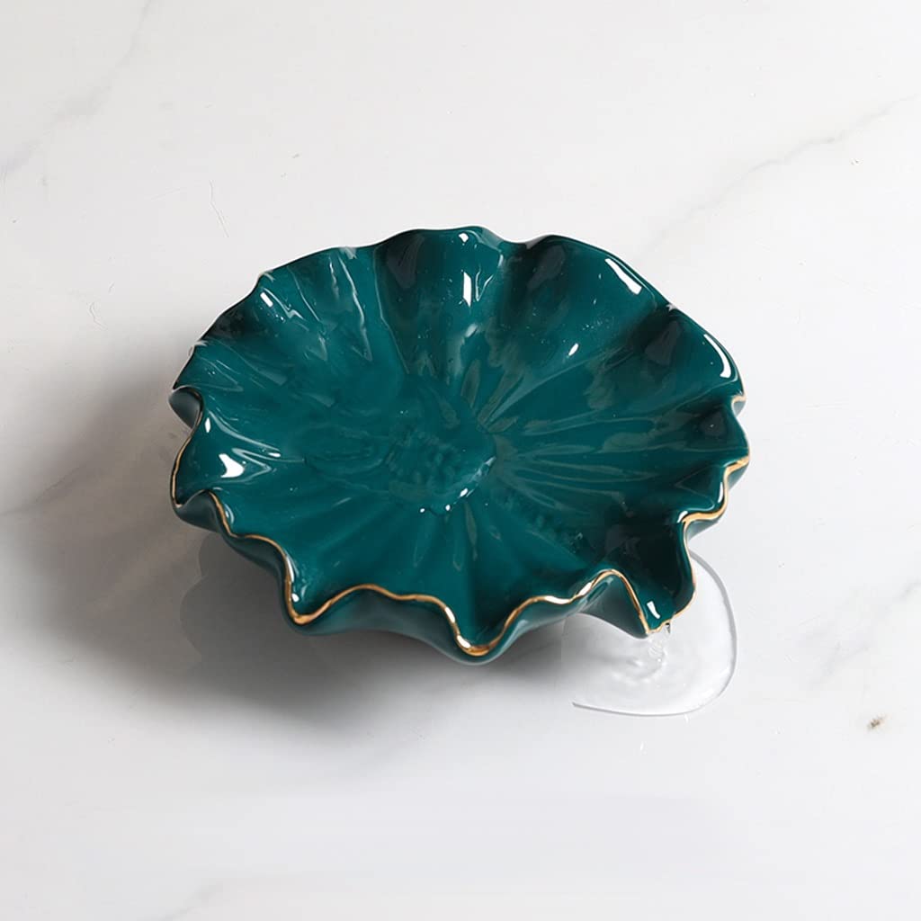 Jabonera Autodrenante Lotus hoja forma de drenaje jabonera de drenaje de jabón simple plato de jabón interior baño cocina cerámica loto hoja jabón plato plato sostenedor Jabonera Jabonera Guardar