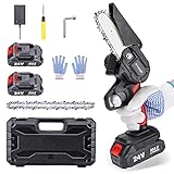 【Accesorios de calidad】 Para mejorar la facilidad de uso, esta motosierra viene con 2 baterías, 1 placa guía y 2 cadenas. Además, también ofrece guantes, destornilladores, llaves e instrucciones detalladas en inglés, es muy adecuado como regalo para amigos, bricolaje, papá, carpintero, artesanos.