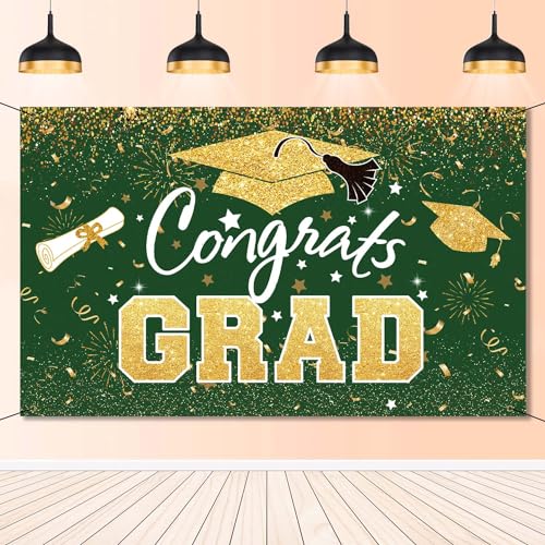 Graduation Party Decorations - Green Gold Congrats Grad Class of