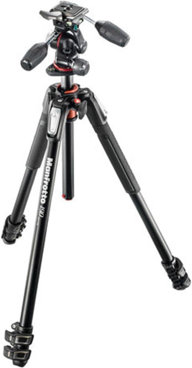 190 Aluminum 3 Section Tripod with Head MK190XPRO3 3W, Black, Manfrotto MK190XPRO3 3W Aluminum Tripod with 3 Way, MK190XPRO3 3W