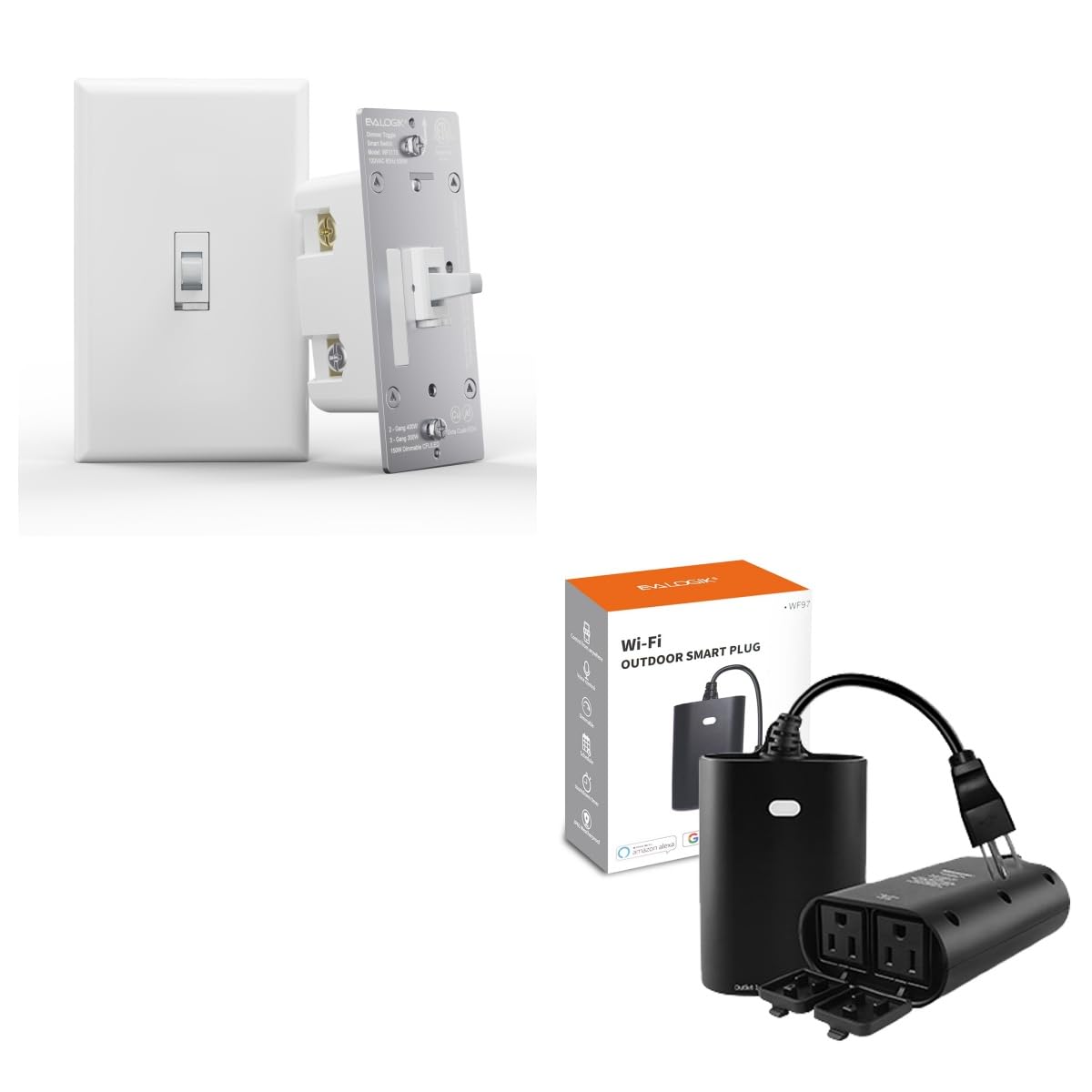 Smart Toggle Dimmer Light Switch + 2.4G WiFi Outdoor Smart Plug