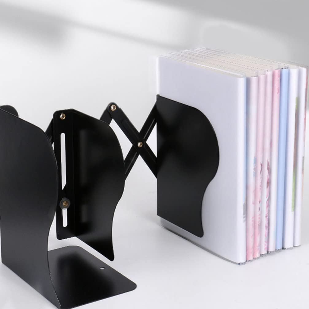 Ausziehbare Buchstütze aus Kunststoff und Metall, Schwarz | Ordnet Bücher dem Schreibtisch, Verhindert Verrutschen, Schlichtes Kreatives Design