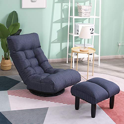 Sillón giratorio plegable azul marino miniatura 1