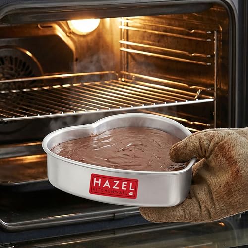 Image of HAZEL Heart Shape Aluminium Cake Mould, 16.5cm | Small Baking Tin for Mini Cakes, Brownies & Desserts, 700ml | OTG & Microwave Convection Safe