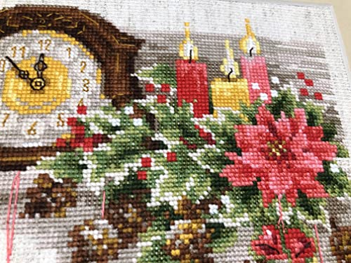 Image of RIOLIS - Christmas Shelf 1903 Holiday Cross Stitch Kits 11 inchx8, Cross Stitch Kits for Beginners & Advanced, Crossstitching Kits Adult, Counted Stitching Kits, Christmas Embroidery Kit