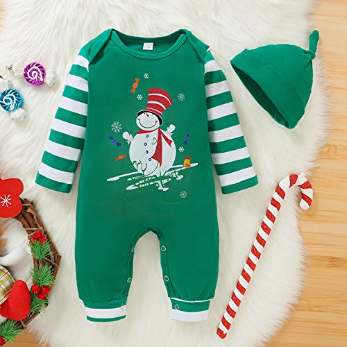 BigBig Style Pasgeboren Baby Kerst Romper Lange Mouwen Sneeuwpop Jumpsuit Overall met Hoed - Afbeelding 5