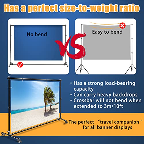 10 * 7Ft Backdrop Stand, With Wheels, Adjustable Heavy-Duty Backdrop Stand, Banner Background Stand, Backdrop Support System For Parties Photo Photography #TOP3