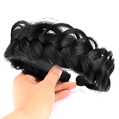 BOBIYA Wide Braided Headband with Teeth Braid Headbands With Teeth for Women Braided Hair Headbands with Tooth (Black) - Image 2