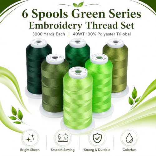 Set de 6 hilos de bordar Simthread 3000 yd poliéster 40WT verde miniatura 5