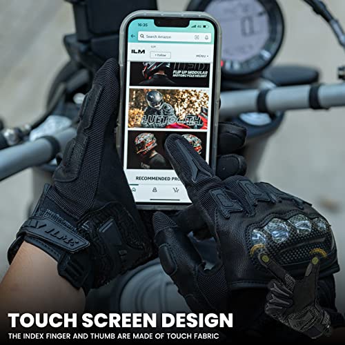 Ilm Motorcycle Motocross Cycling Off-Road Dirt Bike Gloves For Men Women Touchscreen Hard Knuckle Atv Mtb Guantes (Black, L) #TOP2