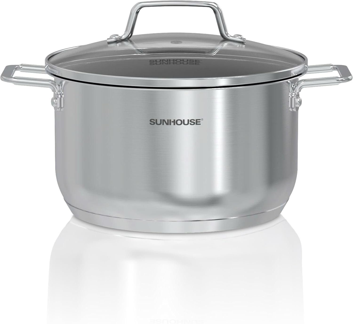 SUNHOUSE Stainless Steel Stock Pot - 6 Quart Heavy-Duty Induction Cooking Pot with Visible Lid for Pasta, Soup, Spaghetti - Nonstick Thick-Bottom Deep Stockpot for Canning, Boiling, and Simmering