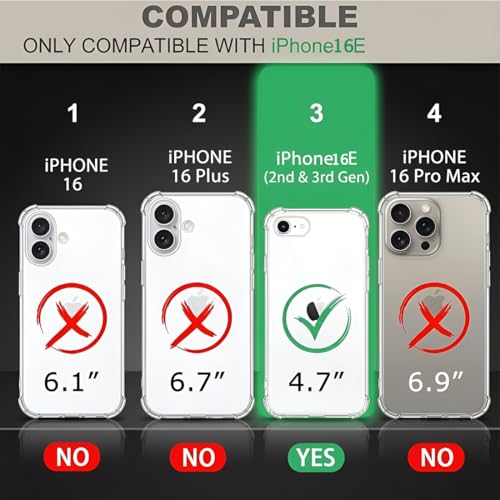 Image of Fashionury 3D Raised Transparent Crystal Clear Back Cover for iPhone 16e | Shockproof Design | Anti-Slip Grip | Camera Protection | 360 Degree Protection Mobile Case