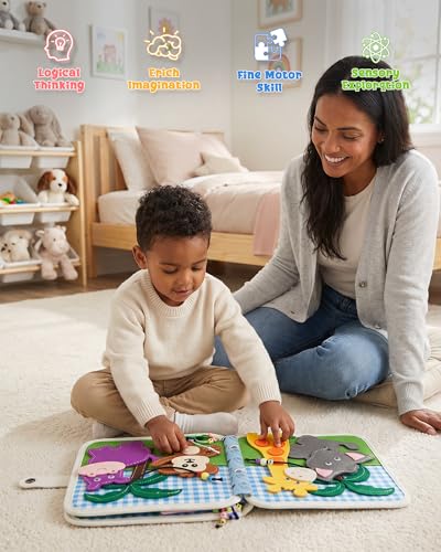 Image of Montessori Busy Book, 8-Page Sensory Activity Toy, Lion