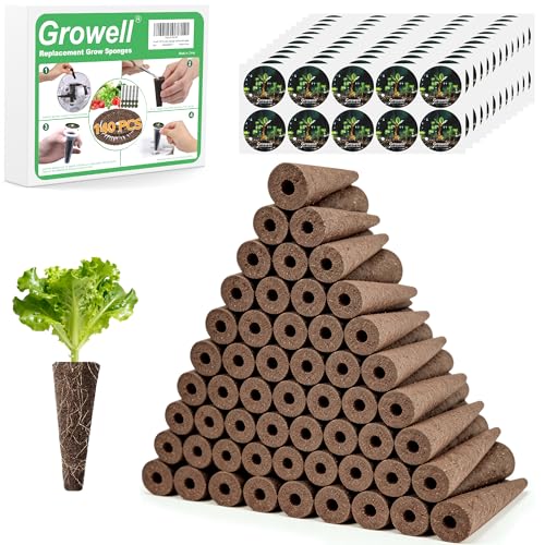 Image of Growell 280Pcs Hydroponic Pods Kit, 140 Grow Sponges with 140 Pod Labels, Hydroponics Supplies, Grower Pods Refill Compatible with AeroGarden & Most Growing System, Seed Starter Pods for Indoor Garden