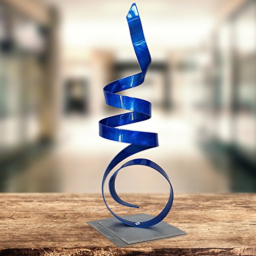 Statements2000 Modern Metal Centerpiece, Abstract Garden Decor, Contemporary Table Top Accent Sculpture - Blue Sea Breeze Accent By Jon Allen - 18" #TOP6