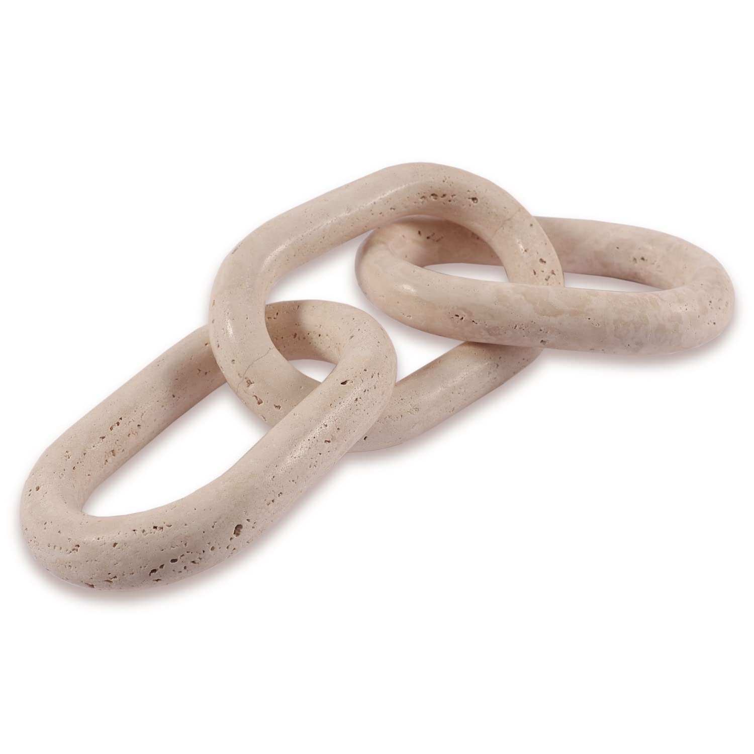 JIMEI Decorative Object - Marble Figurine Chain Link - Made of Natural Travertine Stone - Décor for Your Coffee Table or Shelf 7.87''