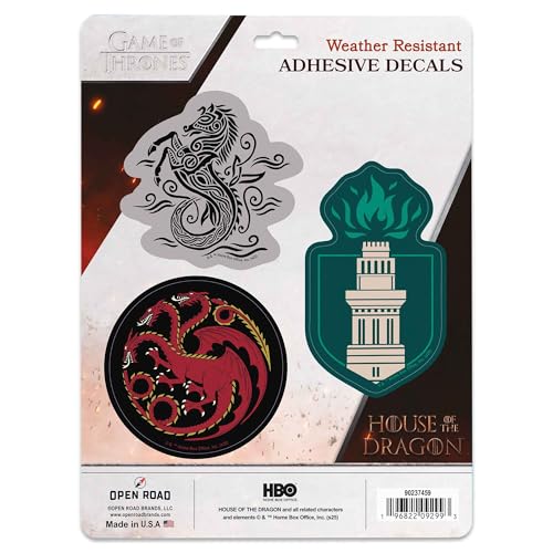 House of the Dragon Crest Adhesive Vinyl Decals - Iconic Set of Stickers for Laptop, Car or Water Bottle, 1 Pack (3 Count)
