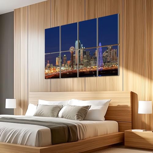 Paneles acústicos artísticos autoadhesivos Skyline Dallas Texas 8 unidades 48"x32" para oficina, hogar y estudio miniatura 5