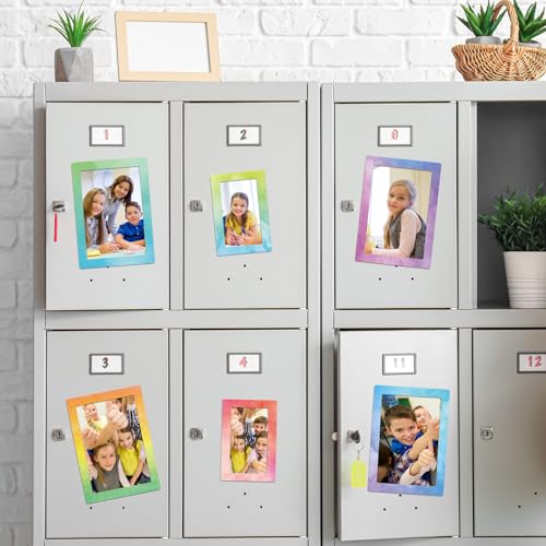 Memorywuu 12 Pcs Gradient Magnetic Picture Frame 4 x 6 Inch, 4 x 2.5 Inch for Refrigerator Magnetic Photo Frames Magnetic Photo Holders for Locker Photo Display Sleeves, 6 Styles