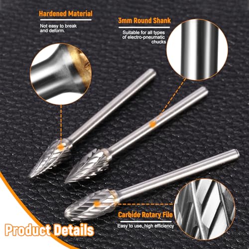 Faankiton 10STK Hartmetall Frässtifte Set mit Doppelschnitt, Wolframkarbid-Rotationsfräser, Hartmetall Rotationsfräser Set, Doppelschnitt Rotationsfräser, Wolframcarbid Fräser, Metall Fräser