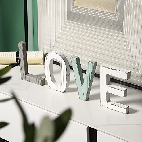 Mygift Decorative Table Decor, Distressed Multi-Colored Wood Love Block Cutout Word Sign, Valentine's Day Gift #TOP3