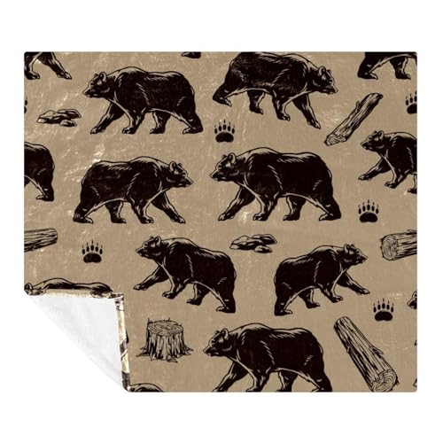 Couverture douce microfibre premium ours grizzly, jeté de lit exclusif