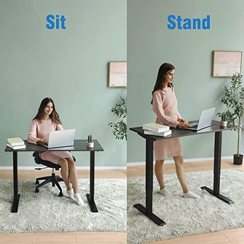Sit Stand Desk 48 X 24 Inches Dual Motor Standing Desk, Electric Height Adjustable Desk With Whole Piece Desk Board Usb Port For Home Office (Grey Walnut Tabletop+Black Frame) #TOP3