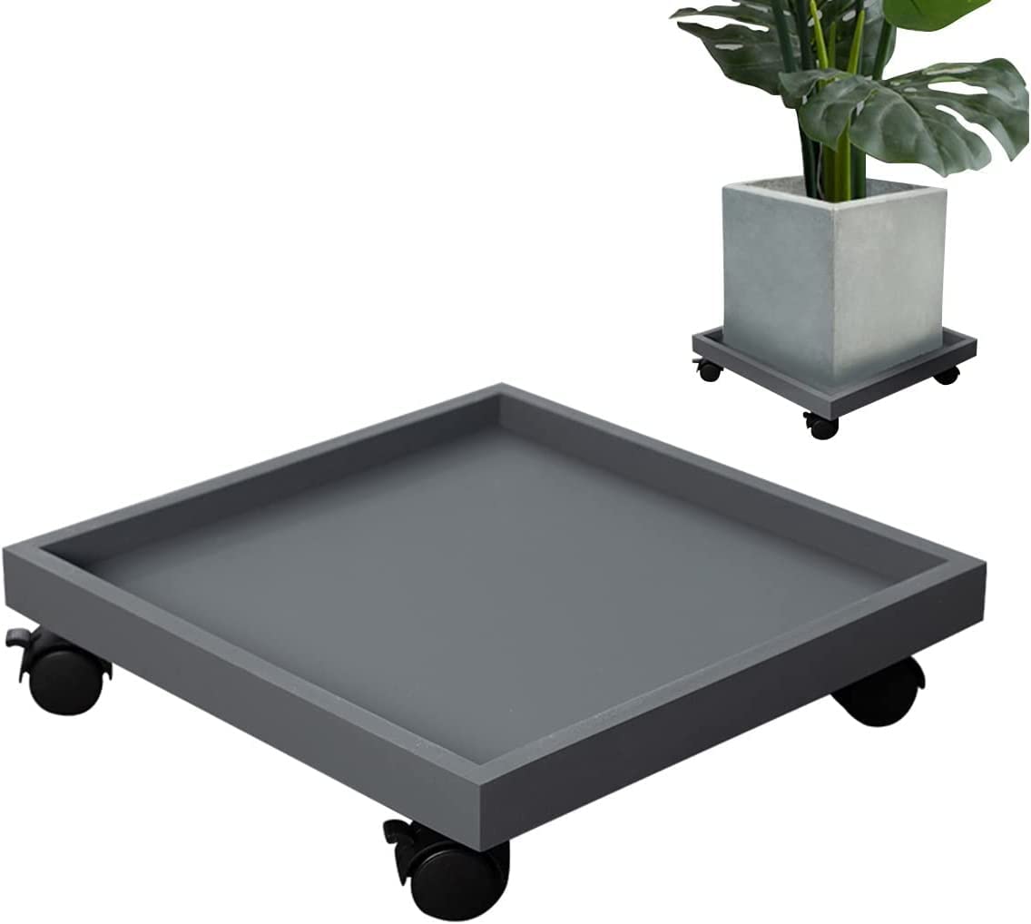 OLSKFUH Plant Trolley With Lockable Wheels, Heavy Duty Rolling Flower Pot Tray, Square Potted Plant Stand On Wheels, Plant Caddy, Durable Plant Pallet,3-38cm/14.96In