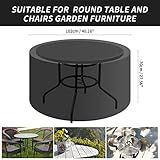 PATIO PLUS Large Round Garden Table Furniture Cover 420D Oxford Fabric Outdoor Patio Circular Set Cover for Chair Set Waterproof Windproof, Anti-UV , Garden Covers 102x70cm,Black - Image 2