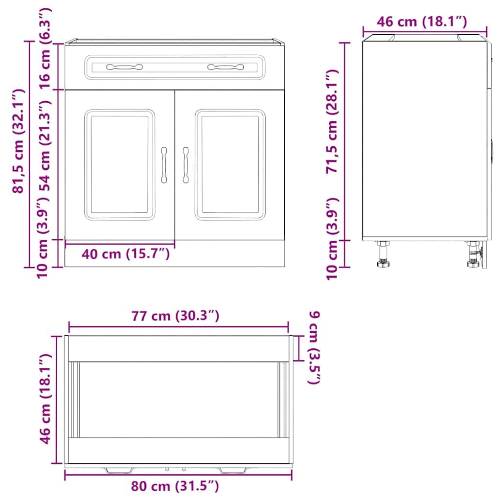 vidaXL Armoire de Cuisine Kalmar Blanc Brillant Bois ingénierie, Meuble Bas d'évier, Meuble Bas de Cuisine avec tiroir, Meuble Bas de Cuisine avec Porte