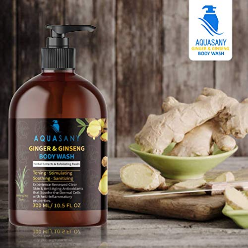 3-Pack Ginger Ginseng Shampoo & Exfoliating Body Wash Set With Travel Bottle, Fuller Shinier Hair & Healthier Scalp With Anti-Inflammatory Antioxidant Soothing Herbal Clarifying Extracts, Argan & Almond Hydrating Oils, B5 Vitamins, Sanitizing Oregano Oil, Lemongrass Scent #TOP5