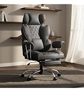 DROGO Ergonomic Office Chair for Work from Home 400LBS, PU Leather Computer Chair for Study with ...