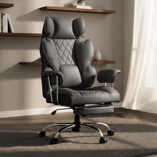 DROGO Ergonomic Office Chair for Work from Home 400LBS, PU Leather Computer Chair for Study with High Back, Cushion...
