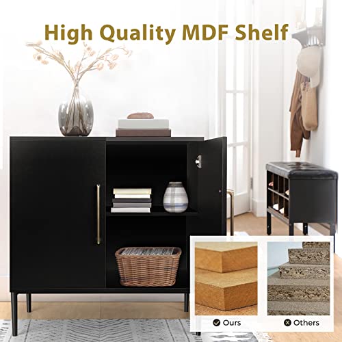 Rehoopex Black Storage Cabinet, Modern Accent Buffet Cabinet, Free Standing Sideboard And Buffet Storage With Door, Wood Buffet Storage Sideboard For Bedroom, Living Room, Kitchen, Office Or Hallway #TOP4