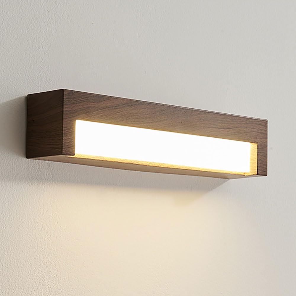 Aplique de pared rectangular de madera de nogal con tira LED de 6W 1