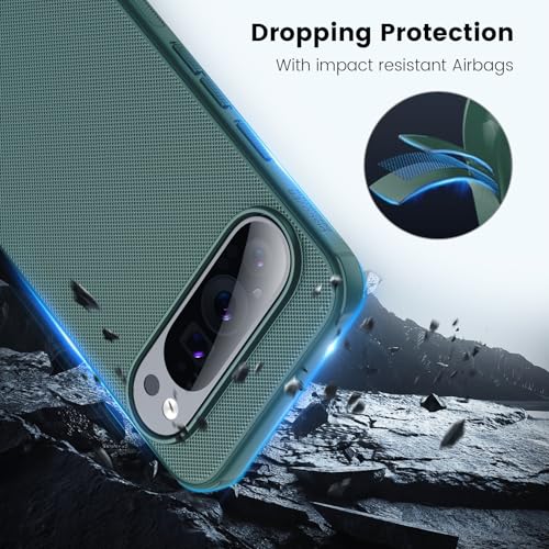 Image of Nillkin Case for Google Pixel 9 Pro XL (6.73'' Inch) Super Frosted Shield Pro Magnetic Suction Function Only Hard Back Soft Border (PC + TPU) Cover Raised Bezel Camera Protect Green Color