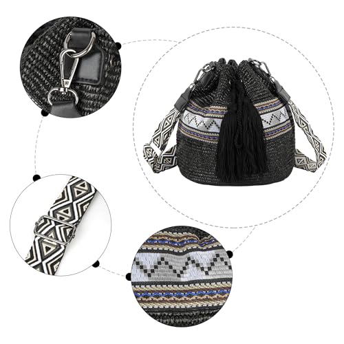 Bolso de hombro pequeño con cordón de tejido de paja, bolso de playa para verano, de Goclothod miniatura 5