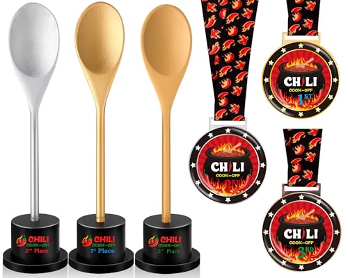 Misdary 6 Pcs Chili Cook Off Awards, Competition Trophies Medals, Spoon