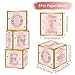 DataMoon 1st Birthday Decorations Boxes for Baby Girl - 3PCS Pink Rose Gold Onederful First Birthday Balloons Boxes, One Year Old Happy Birth Party Theme Cardboard Box for Cake Smash Photo Props