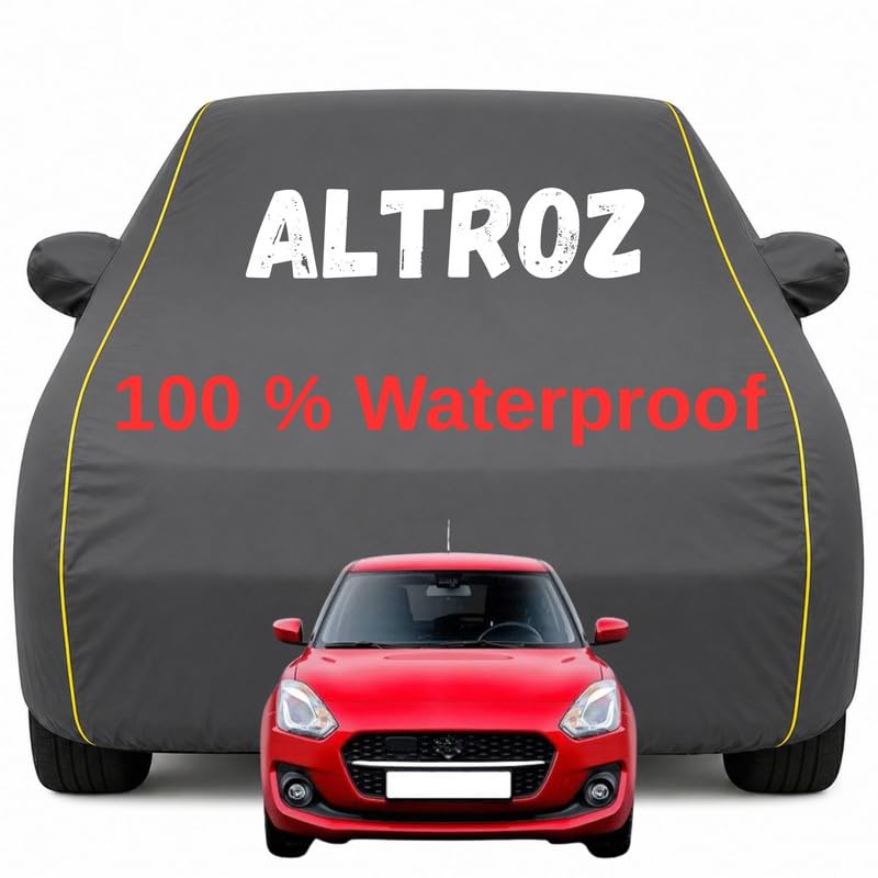 Image of Durable Full Body Waterproof Altroz Car Cover | Premium Polyester Grey Cover | Custom Fit Vehicle Protection | UV Resistant, Dustproof, Scratch Resistant, Heat & Wind Protection